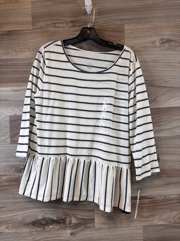 Top 3 4 Sleeve Basic By Sonoma In Striped Pattern, Size: L Discount