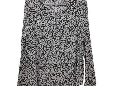 Blouse Long Sleeve By Ann Taylor In Black & Grey, Size: 20 For Sale