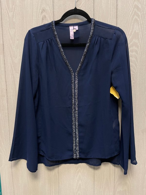 Blouse Long Sleeve By Alya In Navy, Size: S For Cheap