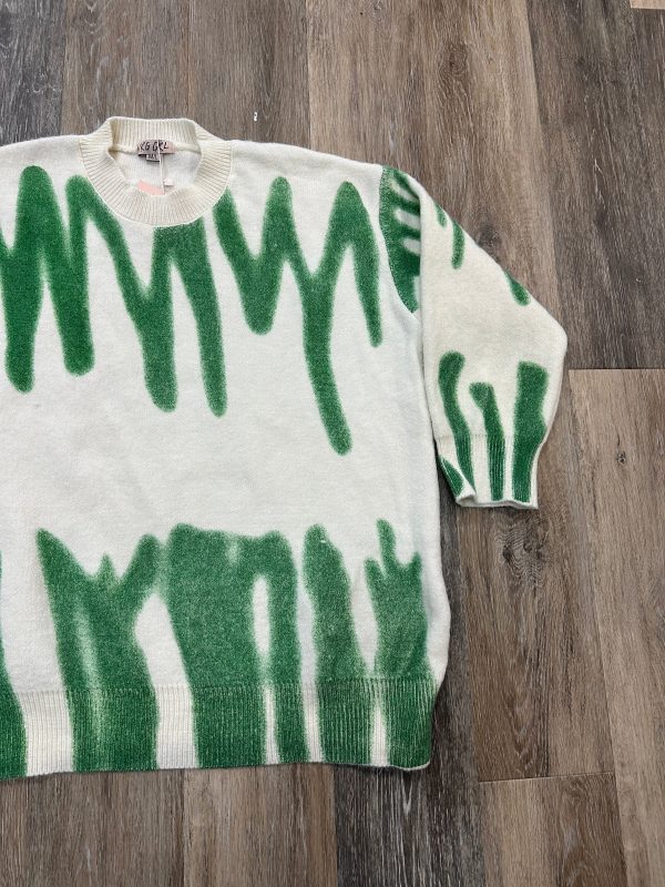 Sweater By VRG GRL In Green White Cheap