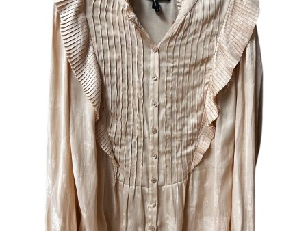 Top Long Sleeve By Bcbgmaxazria In Tan, Size: M For Cheap