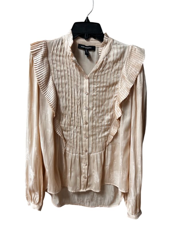 Top Long Sleeve By Bcbgmaxazria In Tan, Size: M For Cheap