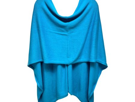 Cotton Cashmere Blend Poncho By Caroline Grace In Aqua, Size: Osfm For Discount