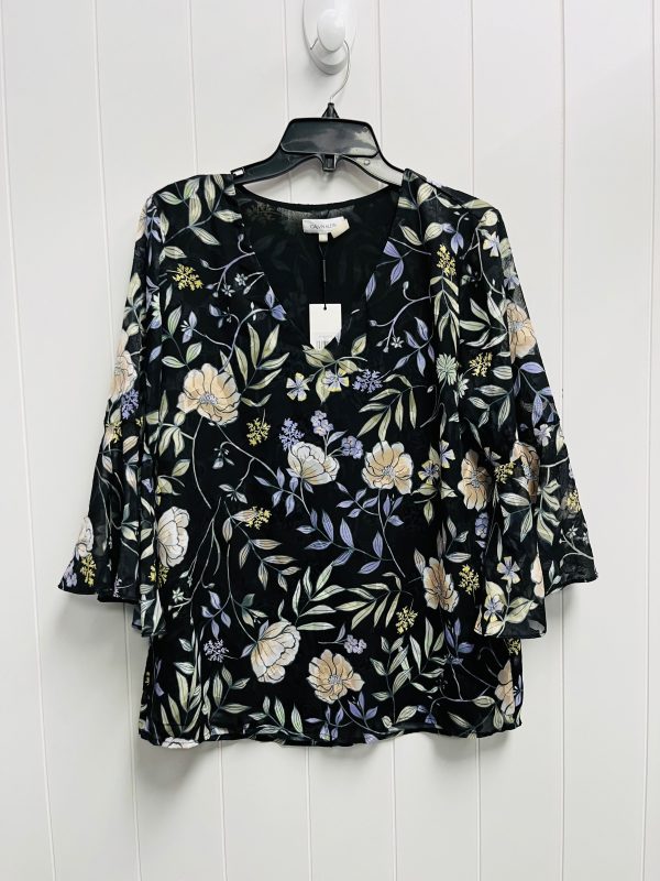 Blouse Long Sleeve By Calvin Klein In Black & Green, Size: M For Discount