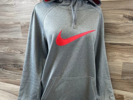 Athletic Sweatshirt Hoodie By Nike Apparel In Grey & Orange, Size: L on Sale