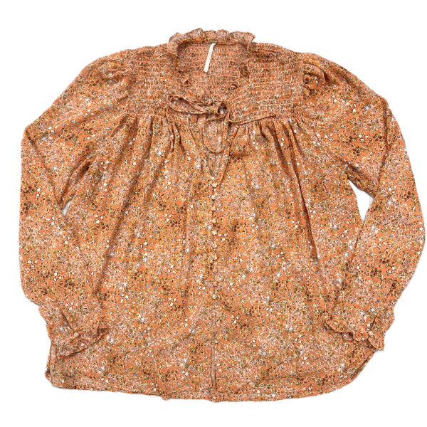 Blouse Long Sleeve By Free People In Orange & White, Size: L Online now