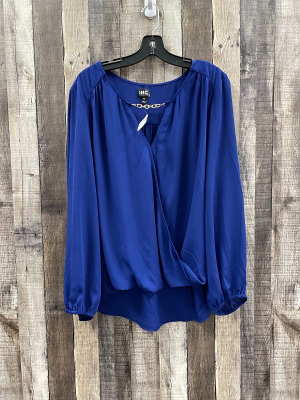 Blouse Long Sleeve By International Concepts In Blue, Size: 2x Sale