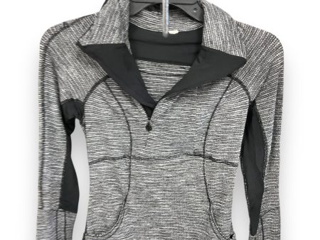 Athletic Top Long Sleeve Collar By Lululemon In Black & Grey, Size: Xs Discount