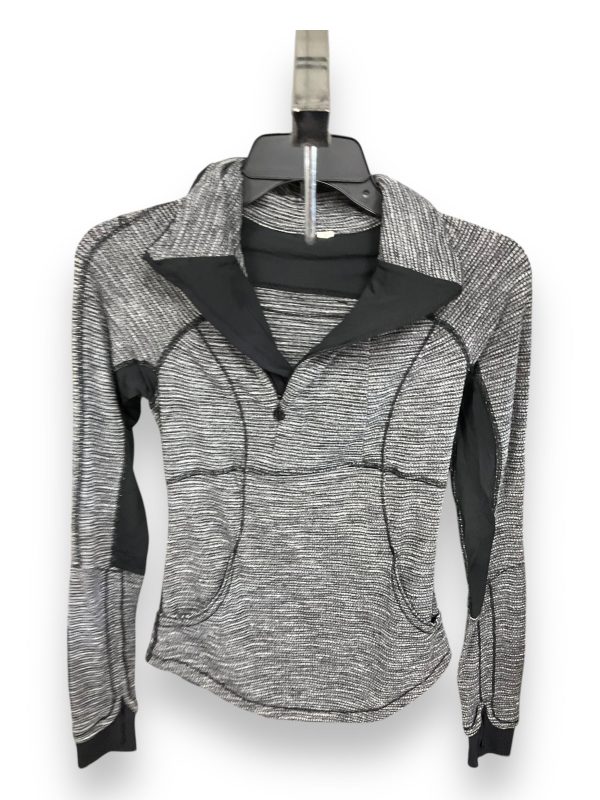 Athletic Top Long Sleeve Collar By Lululemon In Black & Grey, Size: Xs Discount