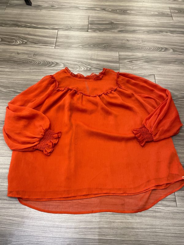 Blouse Long Sleeve By Torrid In Orange, Size: 3x Hot on Sale