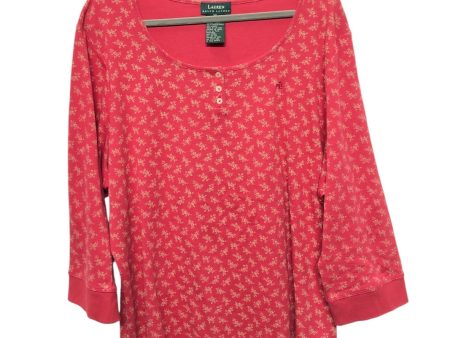 Top 3 4 Sleeve Basic By Lauren By Ralph Lauren In Red & Tan, Size: 3x Online Sale