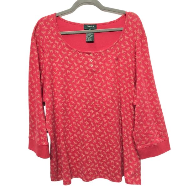 Top 3 4 Sleeve Basic By Lauren By Ralph Lauren In Red & Tan, Size: 3x Online Sale