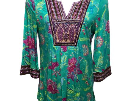 Maddalena Beaded Sequined Floral Tunic By Soft Surroundings In Multi-colored, Size: S on Sale