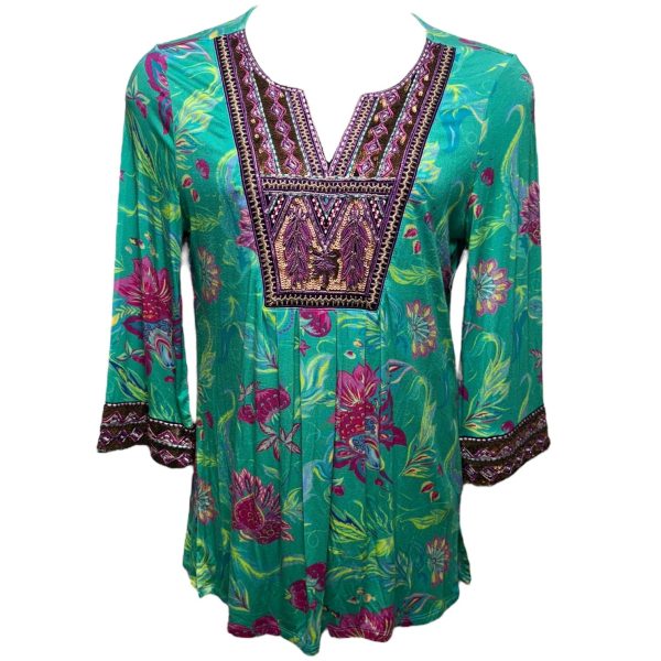 Maddalena Beaded Sequined Floral Tunic By Soft Surroundings In Multi-colored, Size: S on Sale