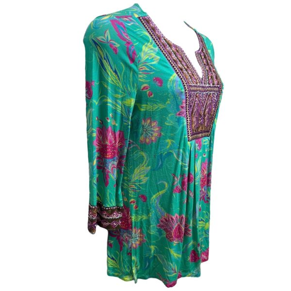 Maddalena Beaded Sequined Floral Tunic By Soft Surroundings In Multi-colored, Size: S on Sale