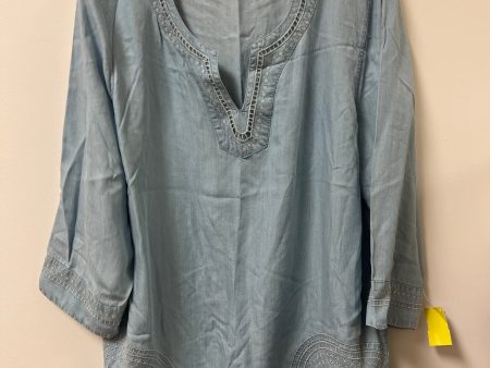 Tunic Long Sleeve By Peck And Peck In Blue Denim, Size: L on Sale