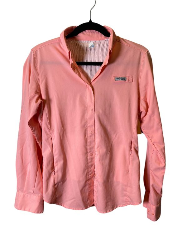 Athletic Top Long Sleeve Collar By Columbia In Peach, Size: M Hot on Sale