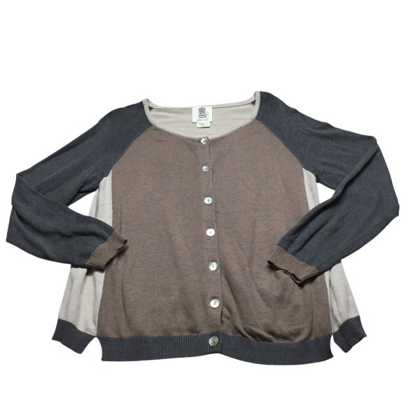 Cardigan By Clothes Mentor In Grey & Tan, Size: L For Sale