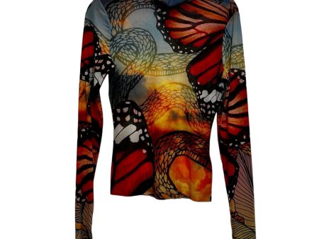 Zadie Butterfly Mesh Top Long Sleeve Basic By AFRM In Print, Size: M Sale