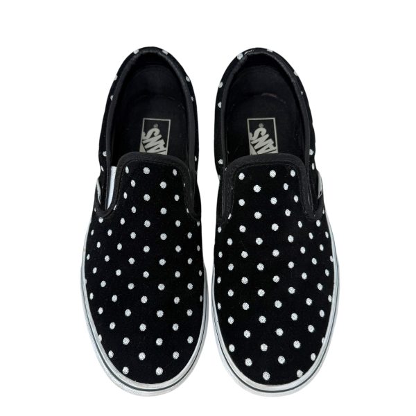 Classic Slip-On Suede  Polka Dot  Sneakers By Vans In Black & White, Size: 9.5 Hot on Sale