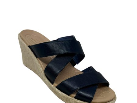 A-Leigh Crisscross Wedge Sandals By Crocs In Blue, Size: 8 For Discount